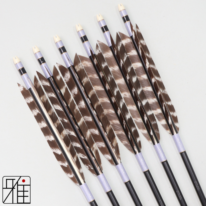 弓道 ジュラ矢 ターキートラ班羽 2115黒|6本組|矧糸:紫系|217907