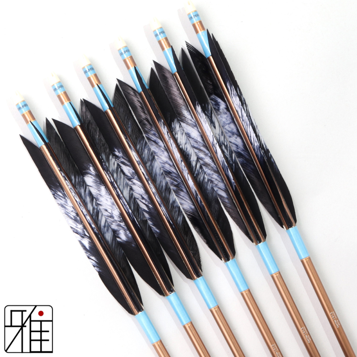 弓道 ジュラ矢 ターキー差斑染羽 1913 茶|6本組|矧糸:青系|筈巻糸有|196028