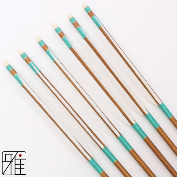弓道 ジュラ矢 ターキー白羽 1913バンブー|6本組|矧糸:緑系|19121