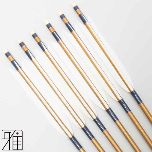 弓道 ジュラ矢 ターキー白羽 2015バンブー|6本組|矧糸:青系|20048