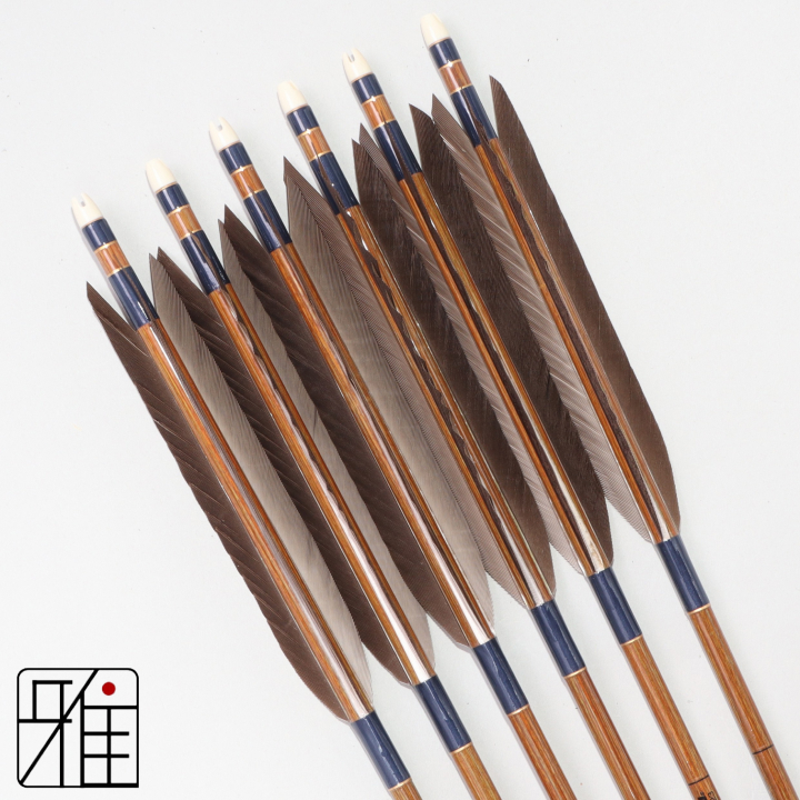 弓道 イーストン カーボン矢 黒手羽 8023|6本組|矧糸:青系|808207