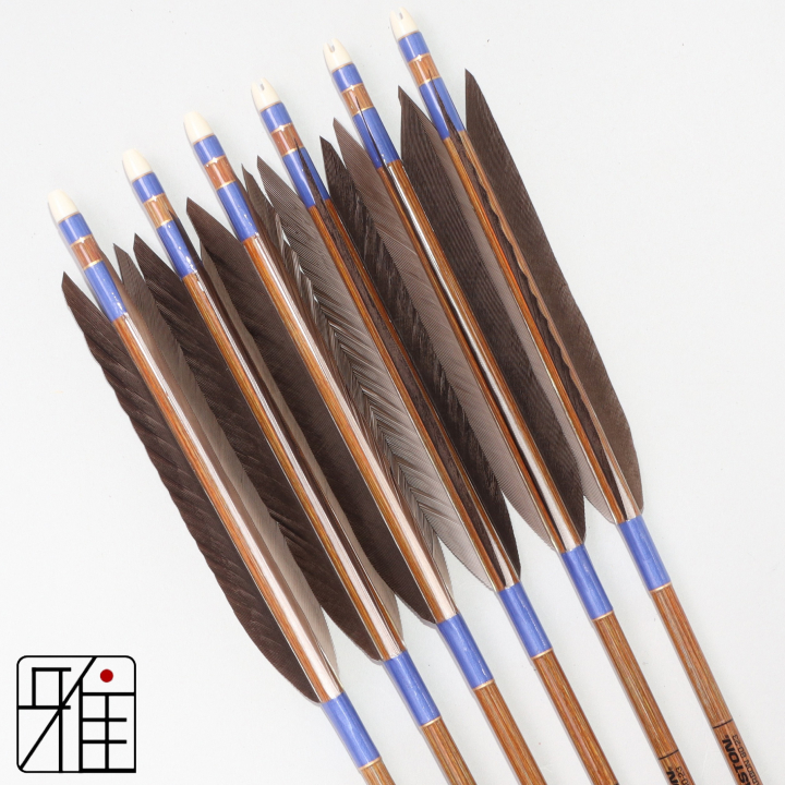 弓道 イーストン カーボン矢 黒手羽 8023|6本組|矧糸:紫系|808209