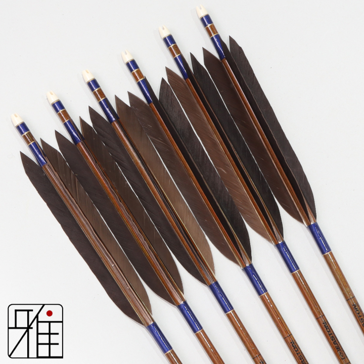 弓道 イーストン カーボン矢 黒手羽 8023|6本組|矧糸:青系|808219