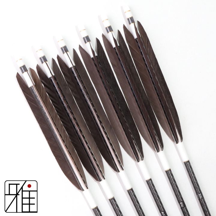 弓道 ミズノ カーボン矢 黒手羽 WENEW 7518|6本組|矧糸:白系|759600