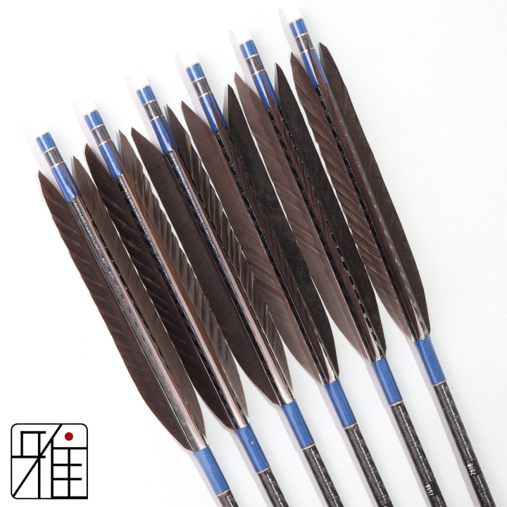 弓道 ミズノ カーボン矢 黒手羽 WENEW 7518|6本組|矧糸:青系|759602