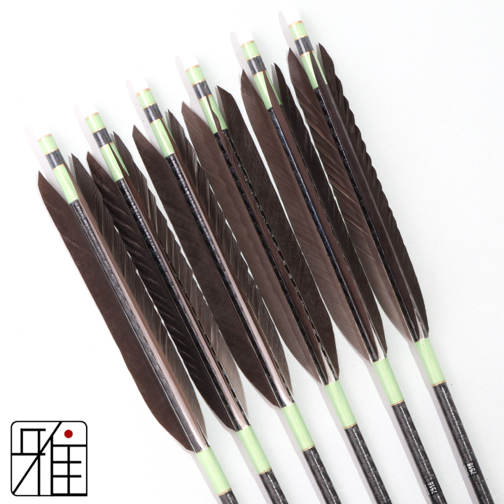 弓道 ミズノ カーボン矢 黒手羽 WENEW 7518|6本組|矧糸:緑系|759603