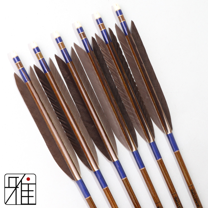 弓道 イーストン カーボン矢 黒手羽 8023|6本組|矧糸:青系|808223