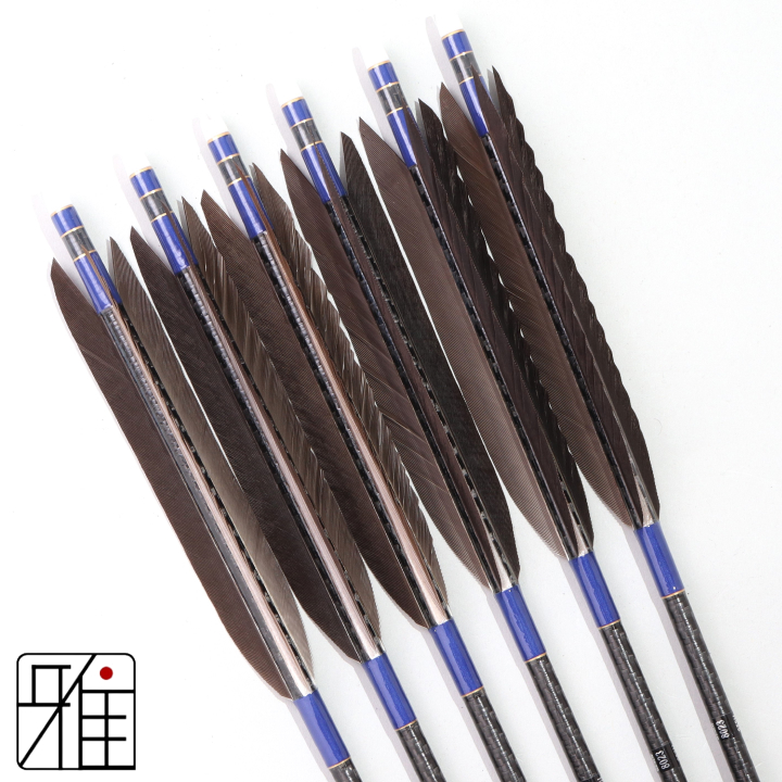 弓道 ミズノ カーボン矢 黒手羽 WENEW 8023|6本組|矧糸:青系|809703