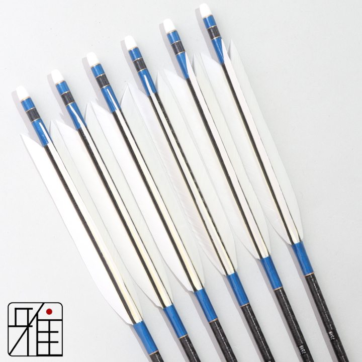 弓道 ミズノ カーボン矢 ターキー白羽 WENEW 7518|6本組|矧糸:青系|759651