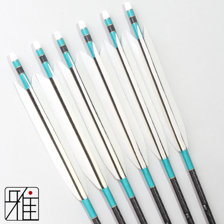 弓道 ミズノ カーボン矢 ターキー白羽 WENEW 7518|6本組|矧糸:緑系|759653