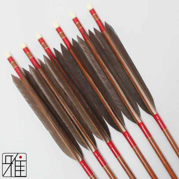 弓道 矢 ハヤブサ カーボン矢 黒手羽 7622|6本組|矧糸:赤系|76083