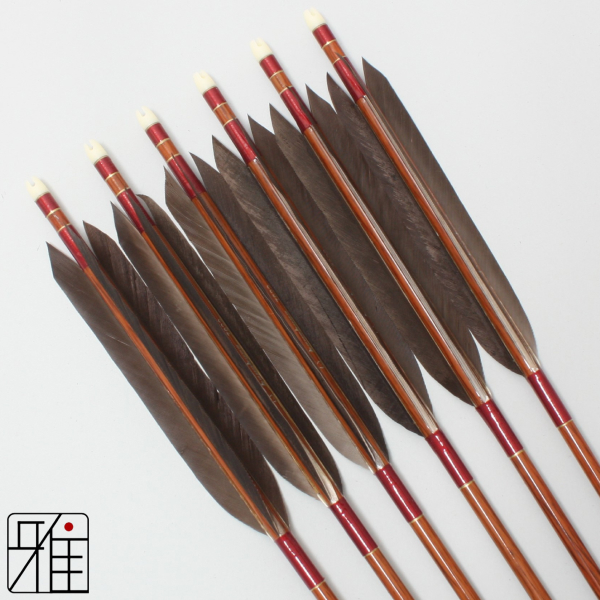 弓道 矢 ハヤブサ カーボン矢 黒手羽 7622|6本組|矧糸:赤系|76091