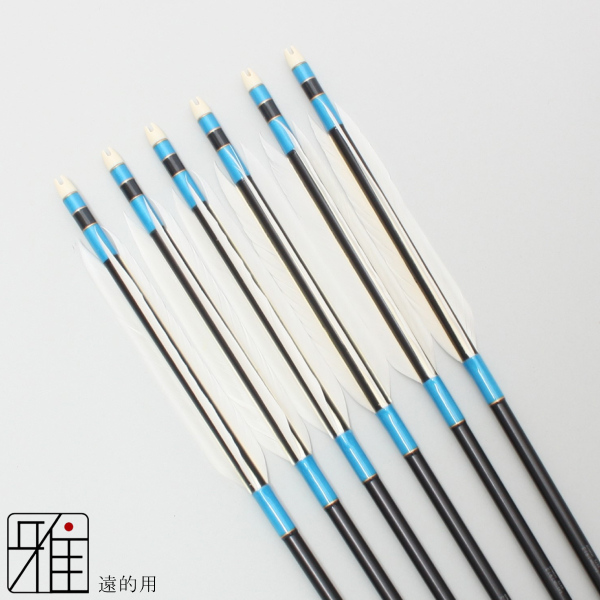 弓道 ジュラ矢 遠的矢 ホワイトグース 1913|6本組|矧糸:青系|19901