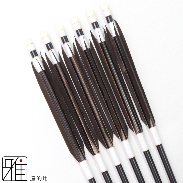 弓道 ジュラ矢 遠的矢 黒羽根 手羽 1913黒|6本組|矧糸:白系|197013