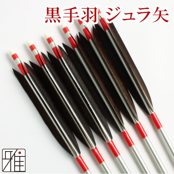 弓道 新品1913茶 黒手羽 （オーダー矢 アルミ矢 1913 黒手羽 6本組 
