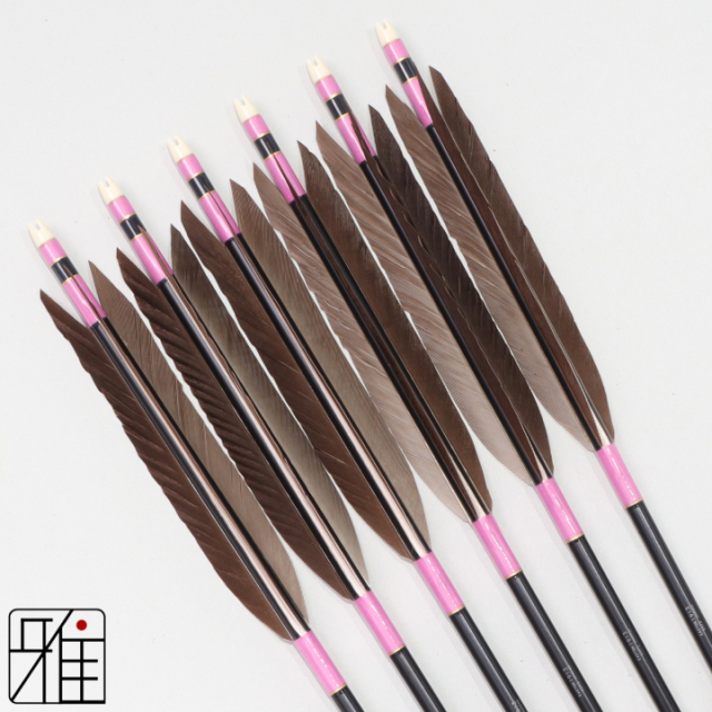 弓道 ジュラ矢 黒手羽 1913黒|6本組|矧糸:桃系|194003