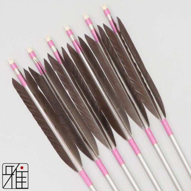 弓道 ジュラ矢 黒手羽 1913シルバー|6本組|矧糸:桃系|194019