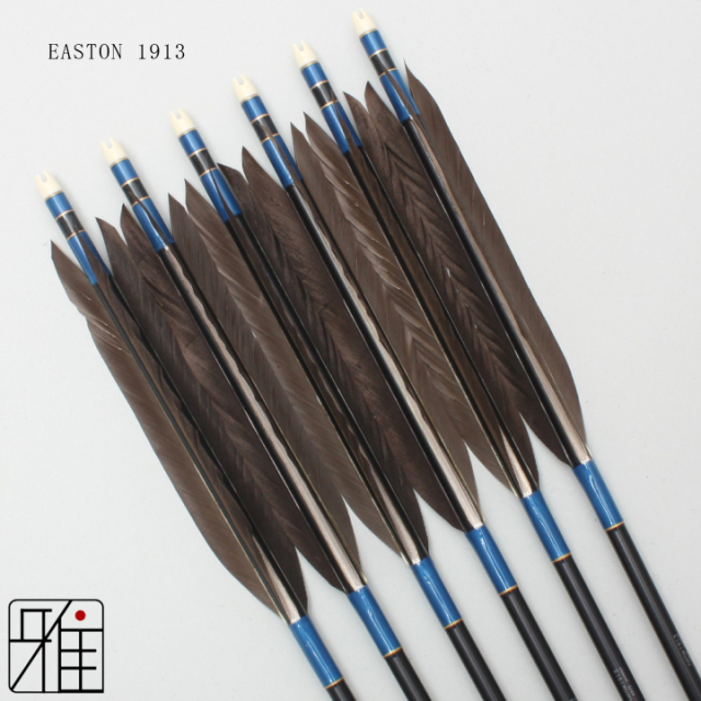 弓道 矢 ジュラ矢 黒羽根 手羽 1913｜6本組｜翠山弓具店 suizan kyugu