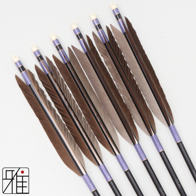 弓道 矢 ジュラ矢 黒羽根 手羽 2015黒|6本組|矧糸:紫系|201004