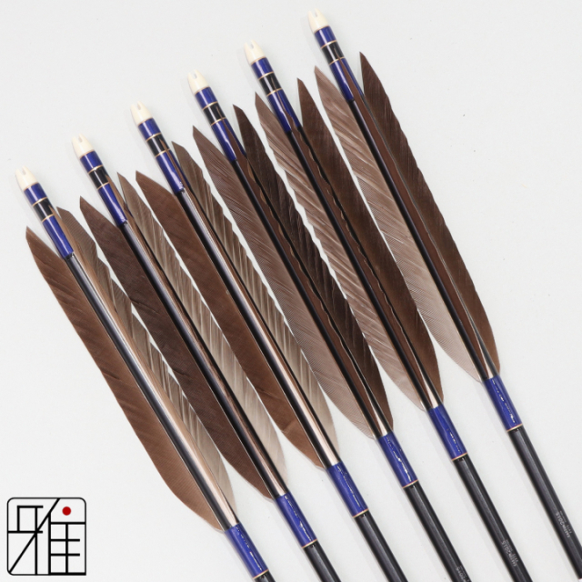 弓道 矢 ジュラ矢 黒羽根 手羽 2015黒|6本組|矧糸:青系|201005