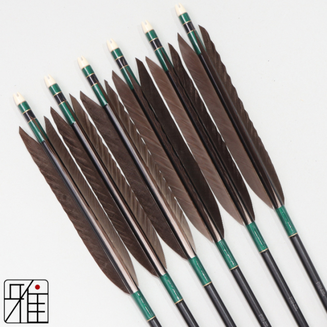 弓道 矢 ジュラ矢 黒羽根 手羽 2015黒|6本組|矧糸:緑系|201008