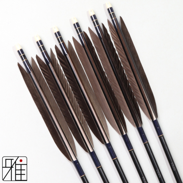 弓道 ジュラ矢 黒手羽 2015黒|6本組|矧糸:青系|201028