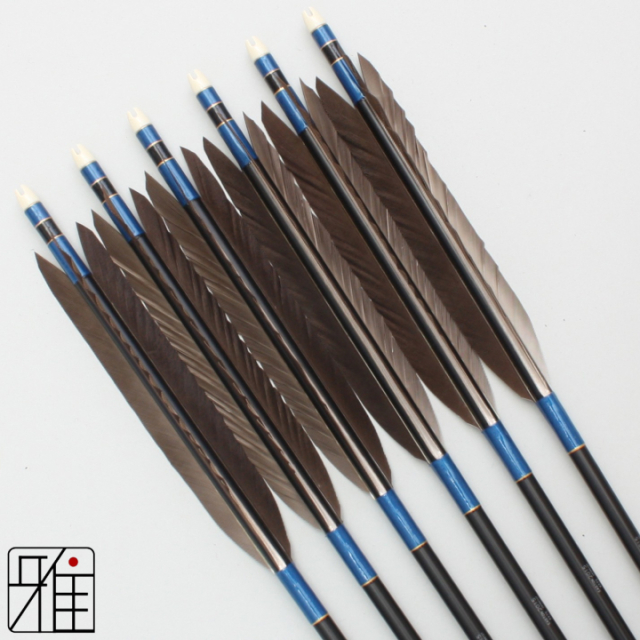 弓道 矢 ジュラ矢 黒羽根 手羽 2015黒|6本組|矧糸:青系|20596