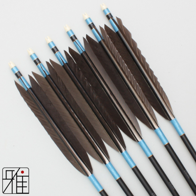 弓道 矢 ジュラ矢 黒羽根 手羽 2015｜6本組｜翠山弓具店 suizan