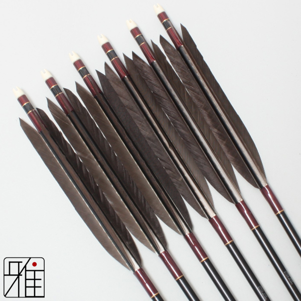 弓道 矢 ジュラルミン矢 黒羽根 尾羽 2015黒|6本組|矧糸:赤系|20549