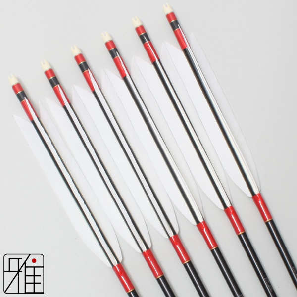 弓道 ジュラ矢 ターキー白羽 1913黒|6本組|矧糸:赤系|19283