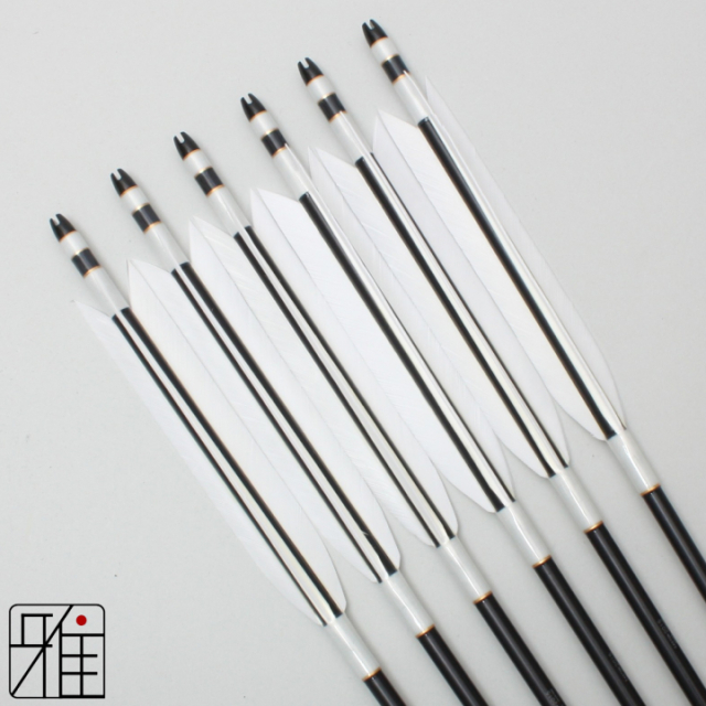 弓道 ジュラ矢 ターキー白羽 2015黒|6本組|矧糸:白系|20020