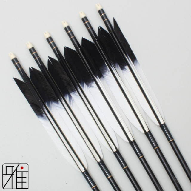 弓道 ジュラ矢 ターキー先黒染羽 1913黒|6本組|矧糸:黒系|19349