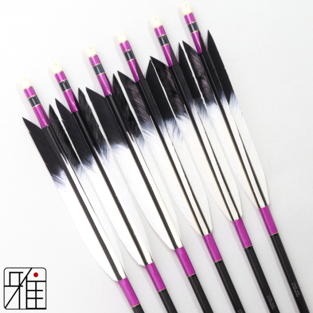 弓道 ジュラ矢 ターキー先黒染羽 2015黒|6本組|矧糸:紫系|202100