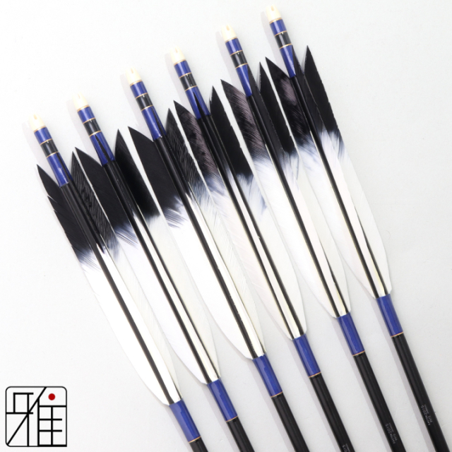 弓道 ジュラ矢 ターキー先黒染羽 2015黒|6本組|矧糸:青系|202101