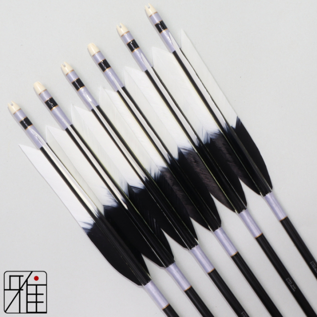 弓道 ジュラ矢 ターキー元黒染羽 2015黒|6本組|矧糸:紫系|202005