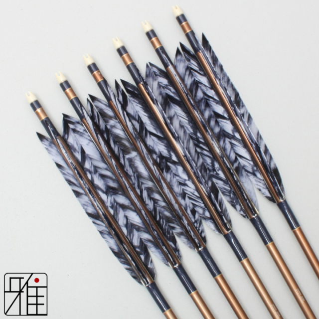 弓道 矢 ジュラ矢 ターキー差斑染羽 1913｜6本組｜翠山弓具店 suizan kyugu