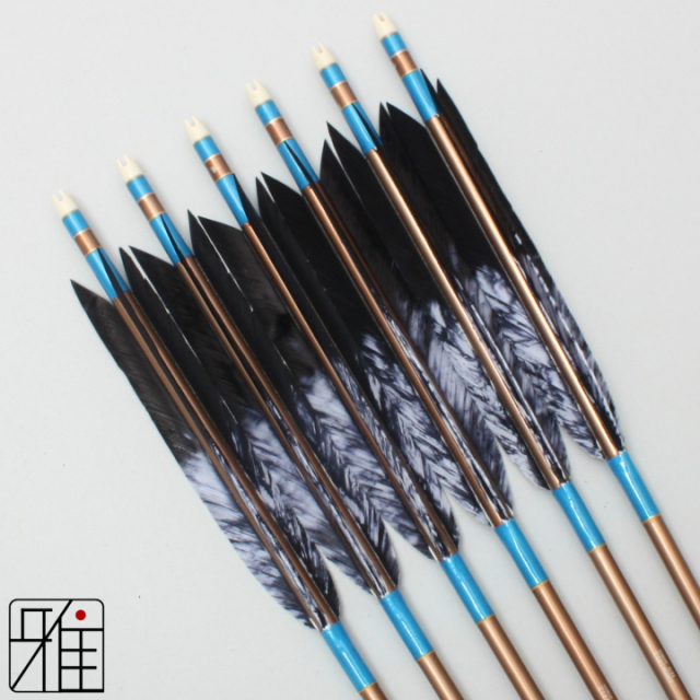 弓道 矢 ジュラ矢 ターキー差斑染羽 1913｜6本組｜翠山弓具店 suizan kyugu