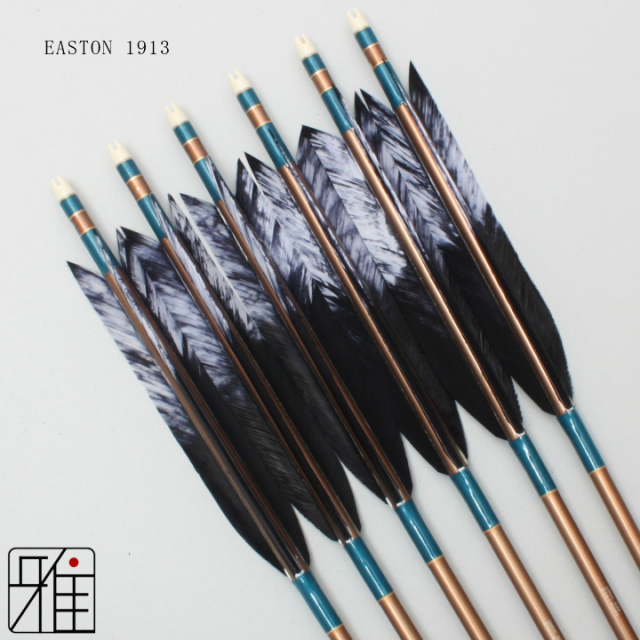 弓道 矢 ジュラ矢 ターキー差斑染羽 1913｜6本組｜翠山弓具店 suizan kyugu