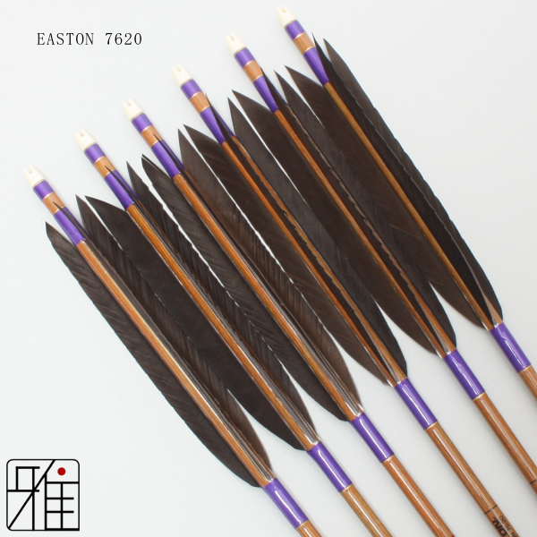 弓 弓道 矢 ハヤブサ カーボン矢 黒手羽 7622｜6本組｜翠山弓具店 suizan