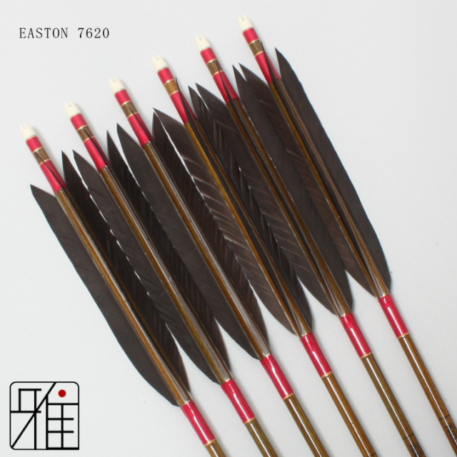 弓道 矢 イーストン カーボン矢 黒手羽 7620｜6本組｜翠山弓具店  