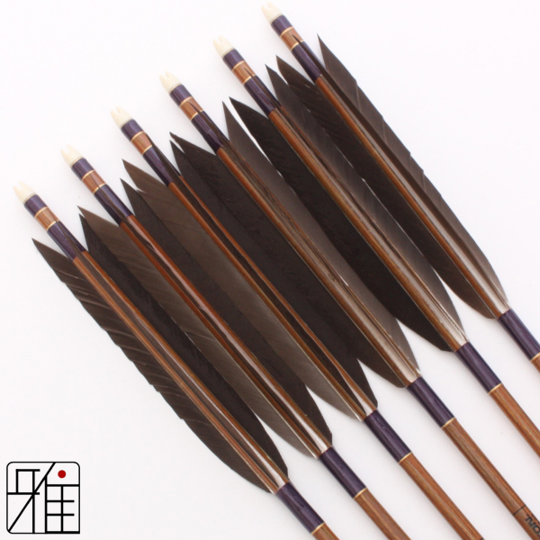 弓道 矢 イーストン カーボン矢 黒手羽 8023|6本組|矧糸:紫系|80007