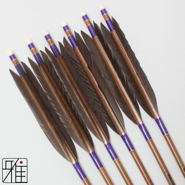 弓道 矢 イーストン カーボン矢 黒手羽 8023|6本組|矧糸:紫系|80127
