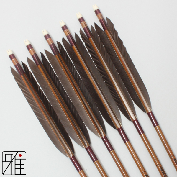 弓道 矢 イーストン カーボン矢 黒手羽 8023|6本組|矧糸:赤系|80128