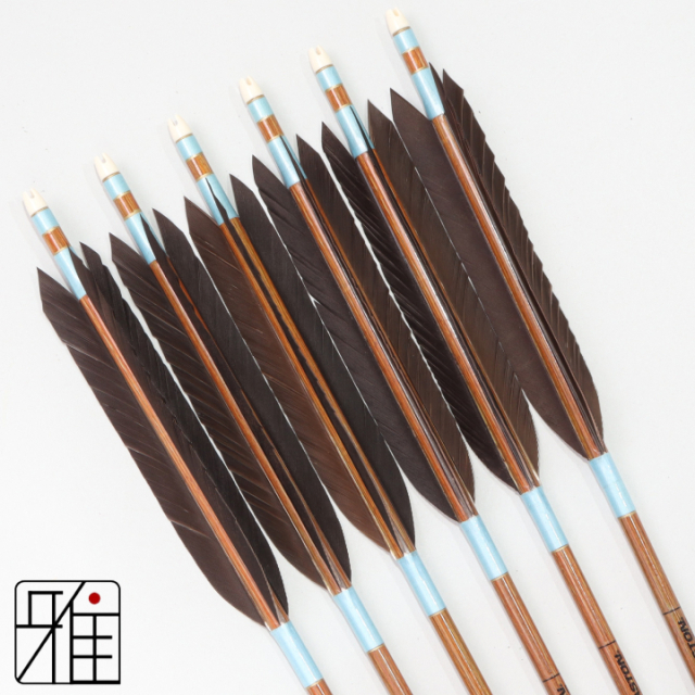 弓道 イーストン カーボン矢 黒手羽 8023|6本組|矧糸:青系|808201