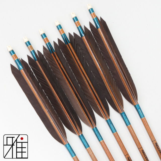 弓道 イーストン カーボン矢 黒手羽 8023|6本組|矧糸:緑系|808203