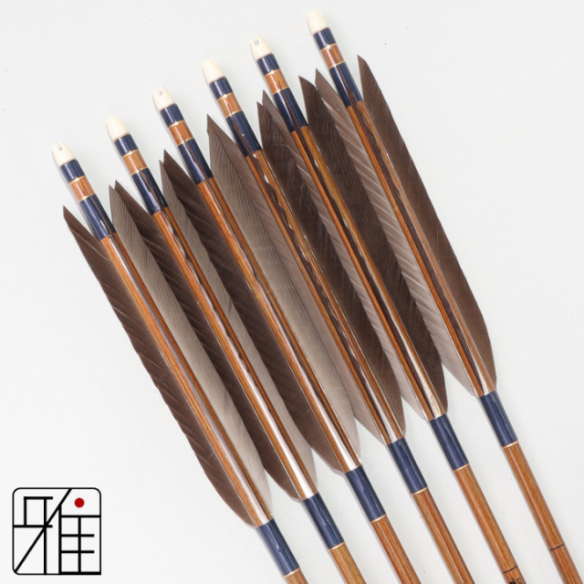 弓道 イーストン カーボン矢 黒手羽 8023|6本組|矧糸:青系|808207