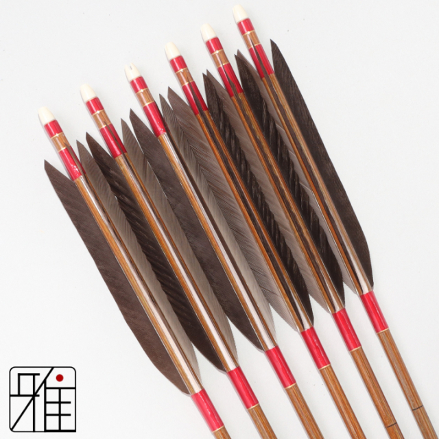 弓道 イーストン カーボン矢 黒手羽 8023|6本組|矧糸:赤系|808208