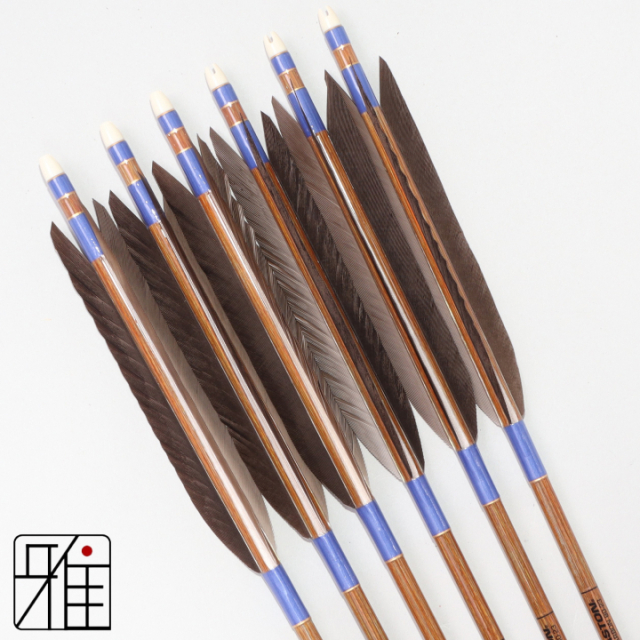 弓道 イーストン カーボン矢 黒手羽 8023|6本組|矧糸:紫系|808209