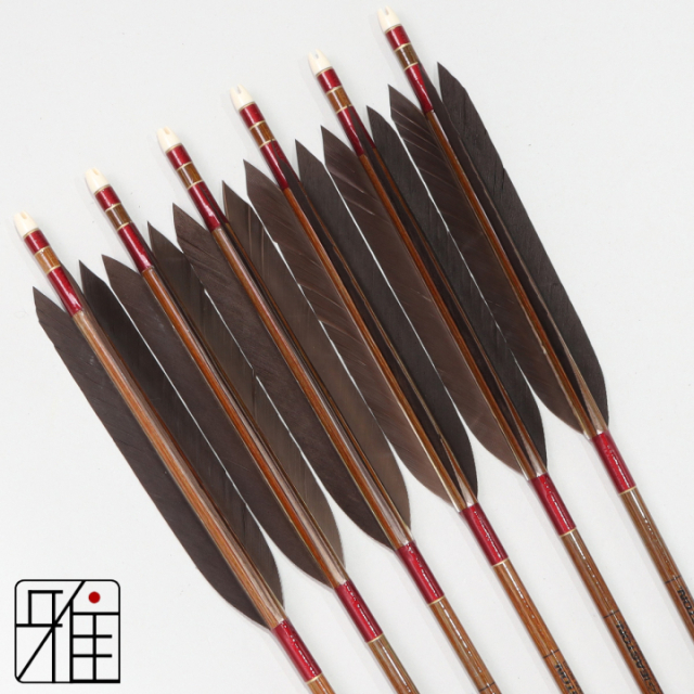 弓道 イーストン カーボン矢 黒手羽 8023|6本組|矧糸:赤系|808215