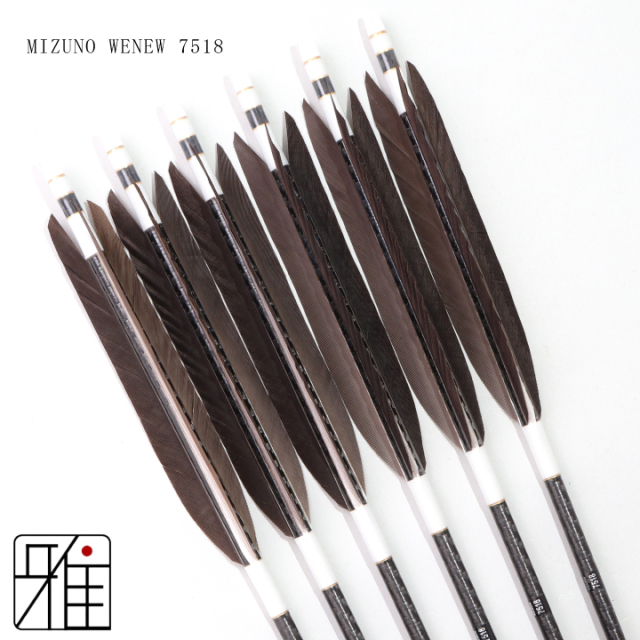 弓道 矢 ミズノ カーボン矢 黒手羽 WENEW 7518|6本組|弓具通販 弓具 弓